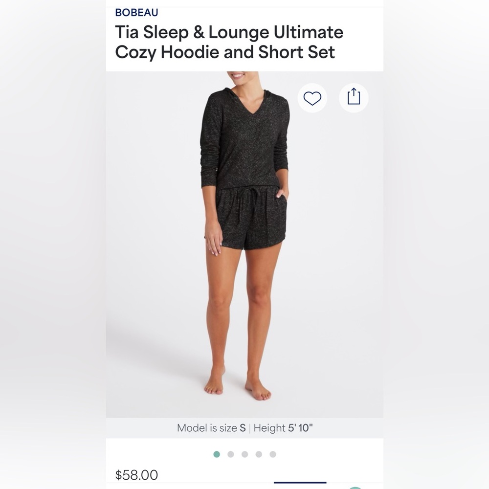 Bobeau Black Pajama V-Neck Long Sleeve Hoodie and Shorts XL
